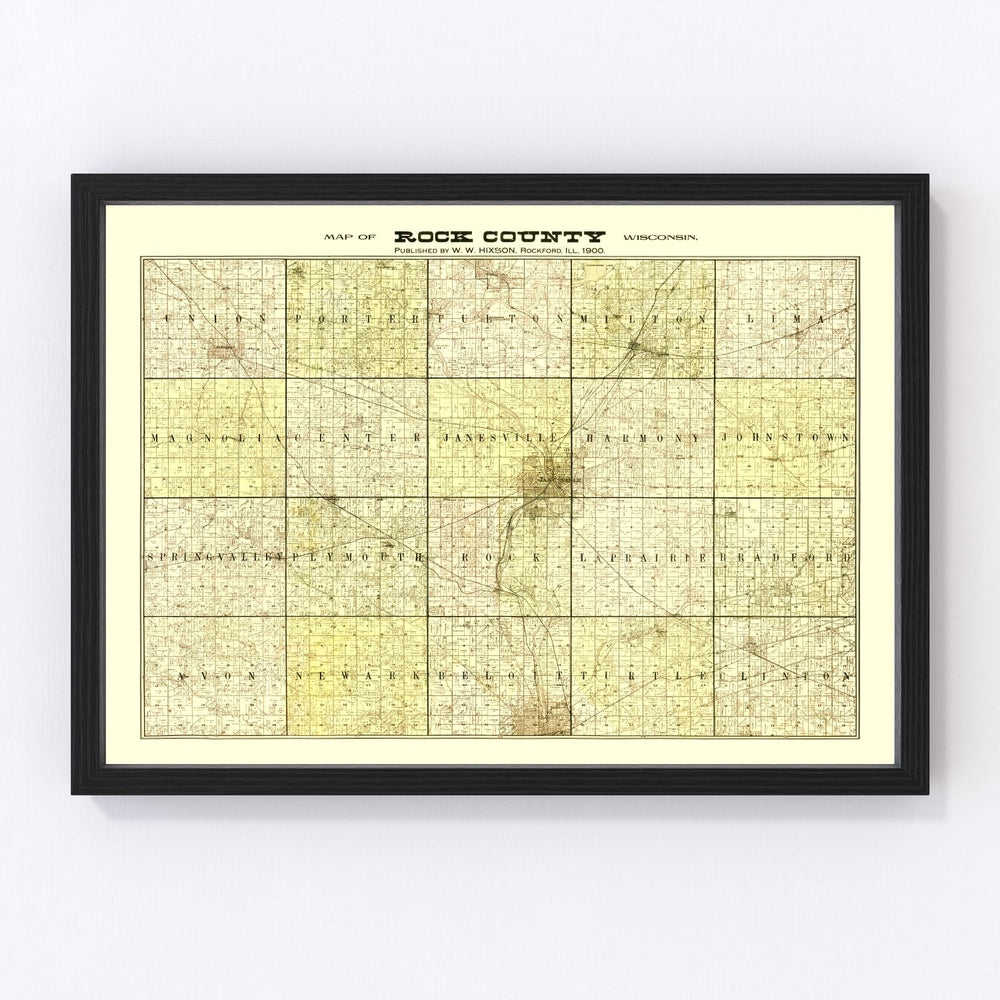 Rock County Vintage Map 1900