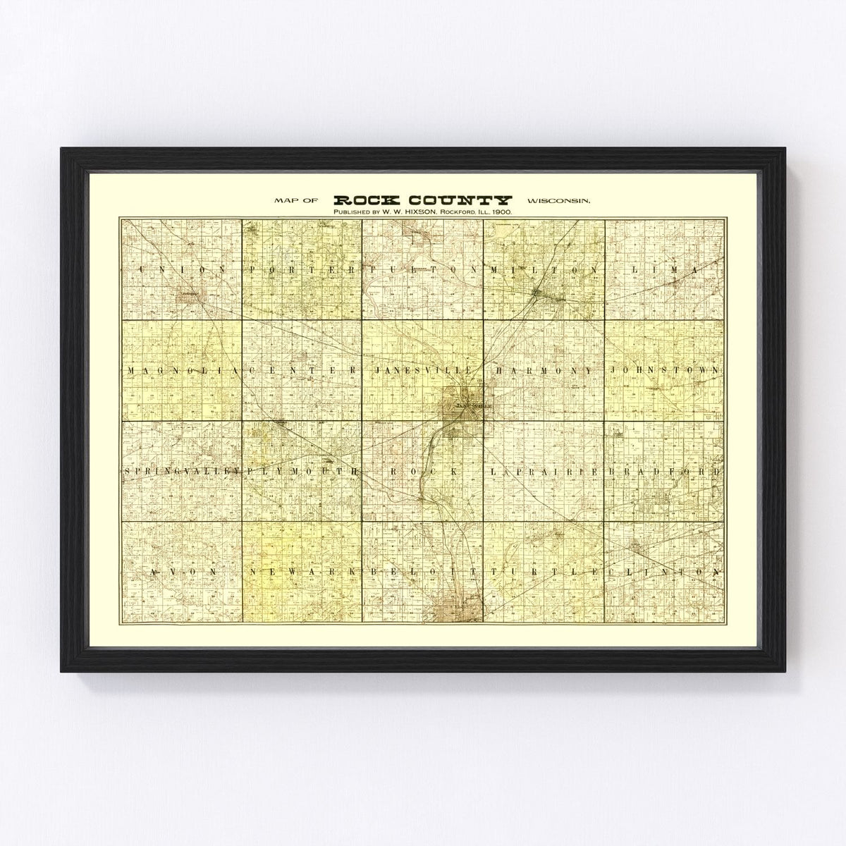 Rock County Vintage Map 1900