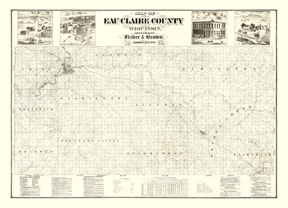 Preview of Vintage Map of Eau Claire County, Wisconsin 1878