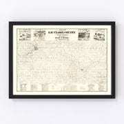 Eau Claire County Vintage Map 1878
