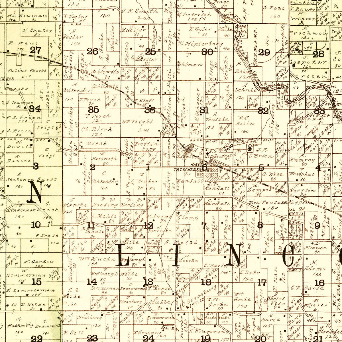 Restored historic details from the 1902 county map of Eau Claire County, Wisconsin