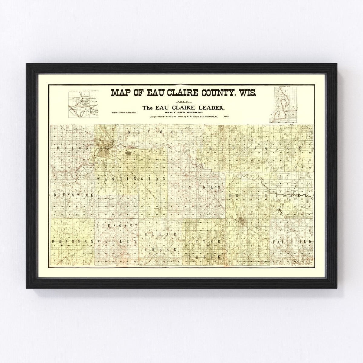 Eau Claire County Vintage Map 1902