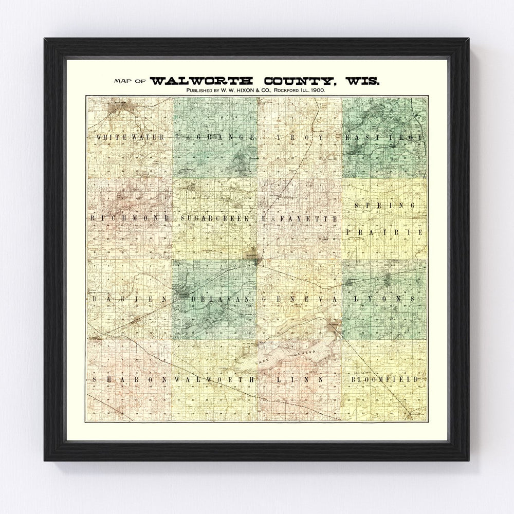 Walworth County Vintage Map 1900