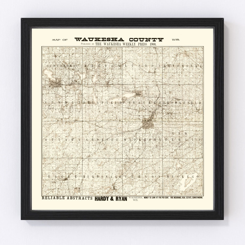 Waukesha County Vintage Map 1873
