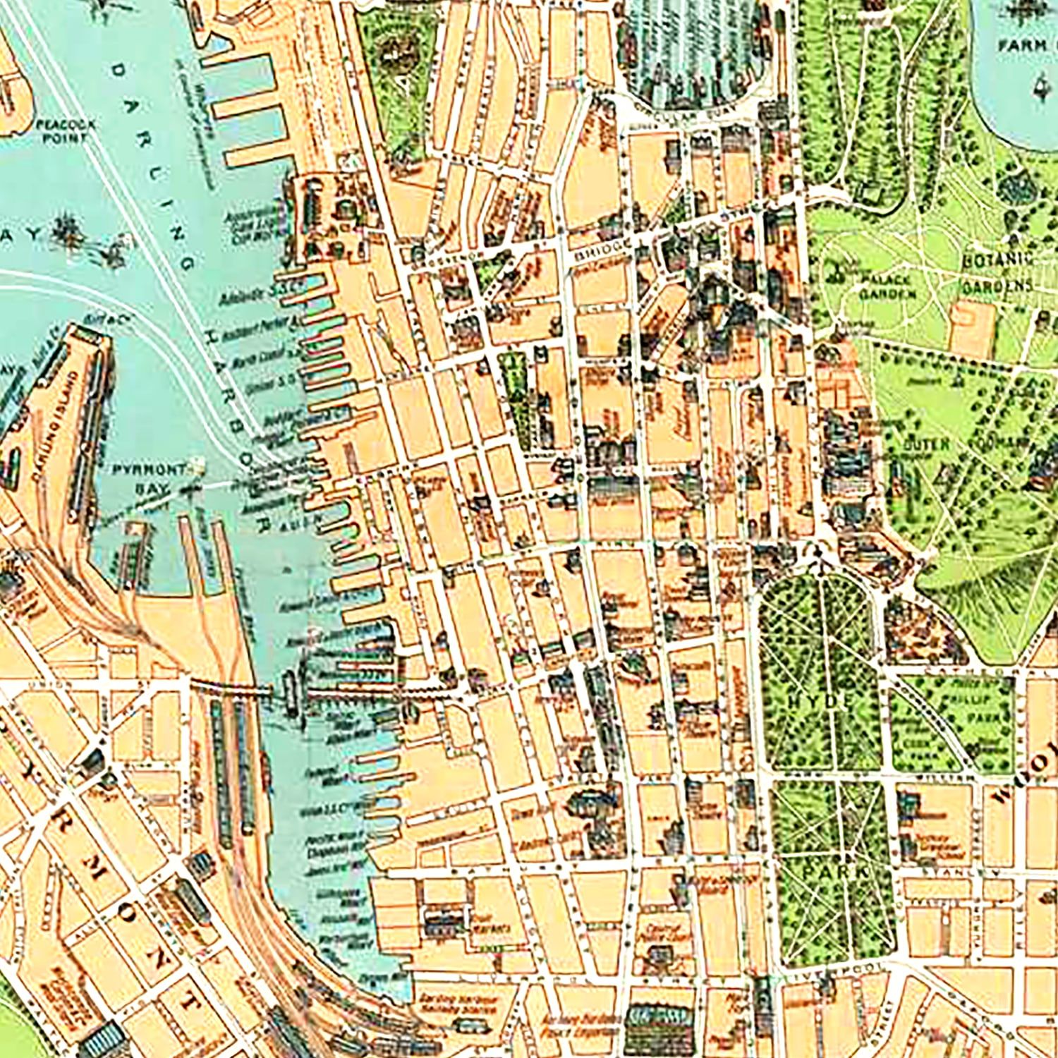Restored historic details from the 1909 city map of Sydney