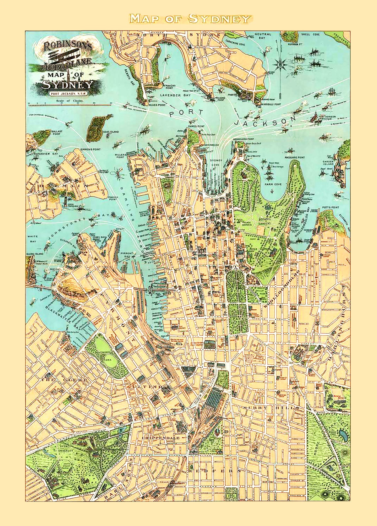 Preview of Vintage Map of Sydney, Australia 1909