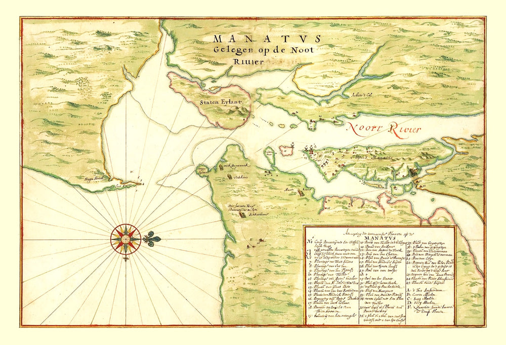 Vintage Map of New York Region, 1670 print style example