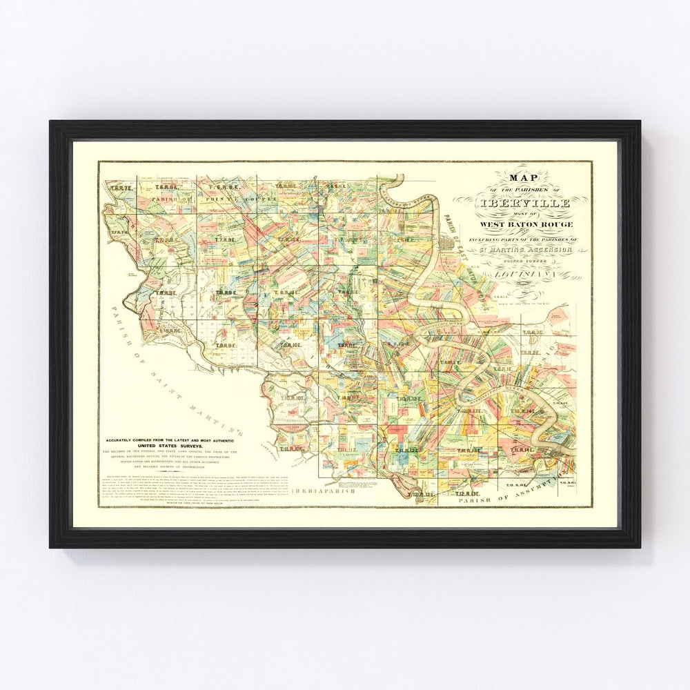 Iberville Parish Vintage Map 1883