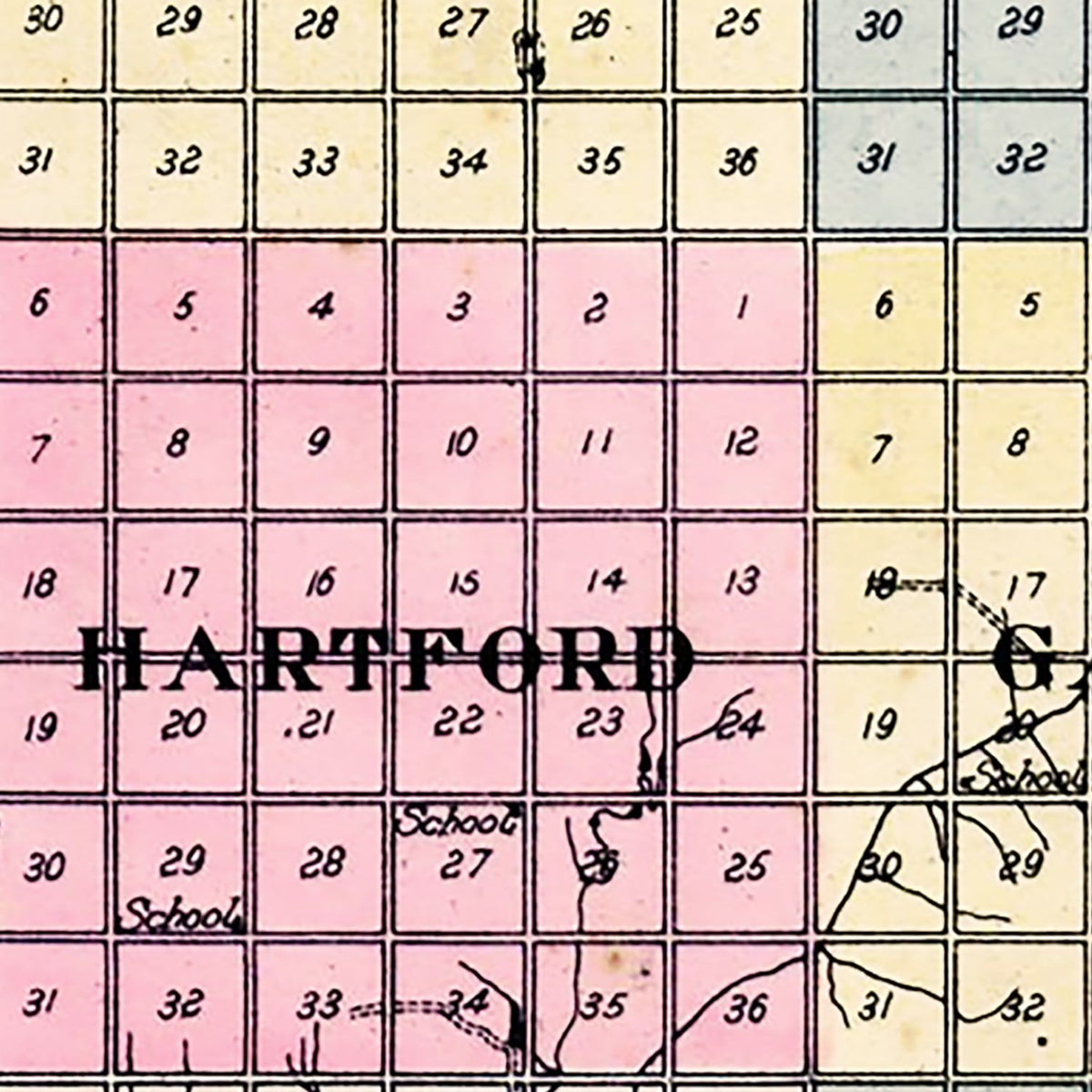 Restored historic details from the 1916 county map of Sully County, South Dakota
