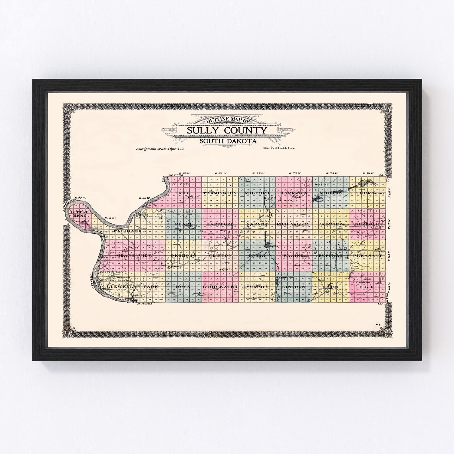 Sully Map Vintage Map of Sully County, South Dakota 1916 by Ted's Vintage Art ...