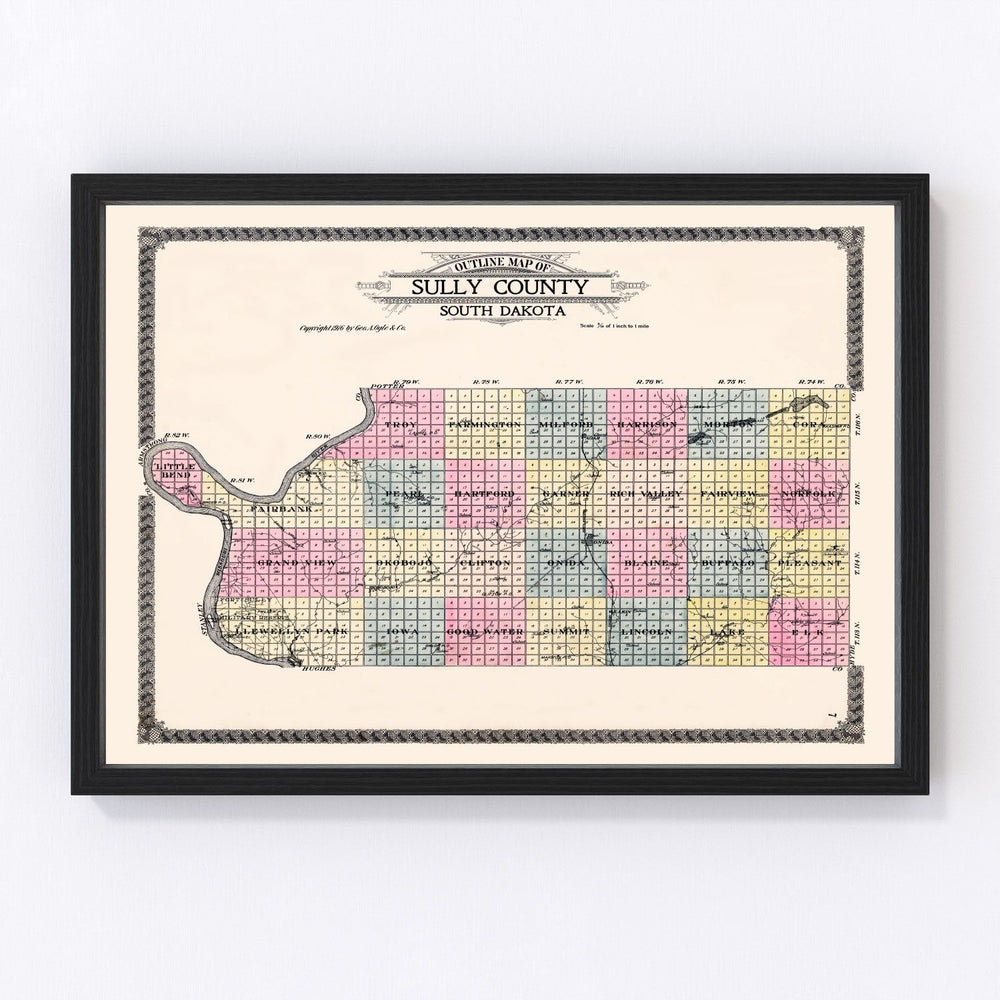 Sully County Vintage Map 1916
