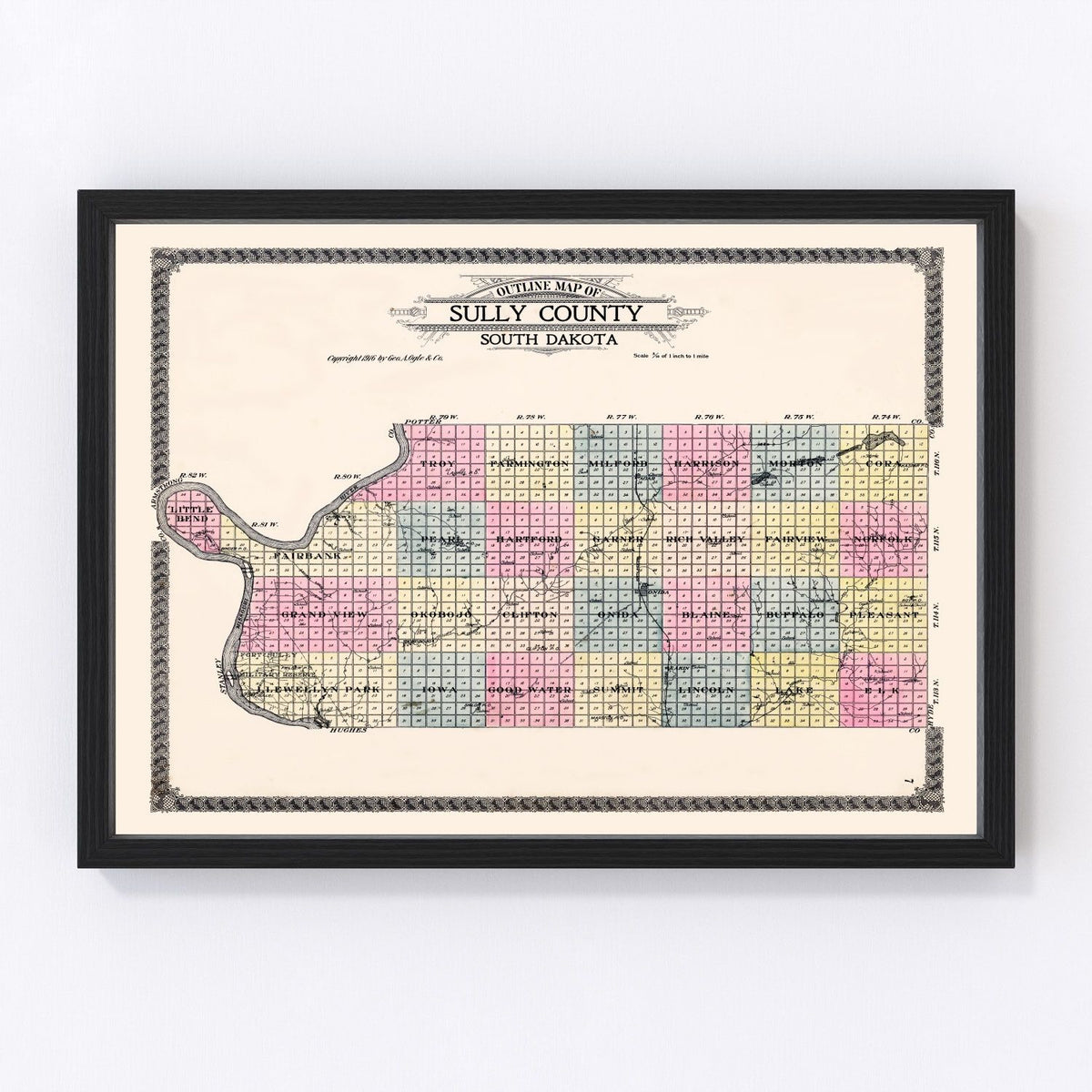 Sully County Vintage Map 1916