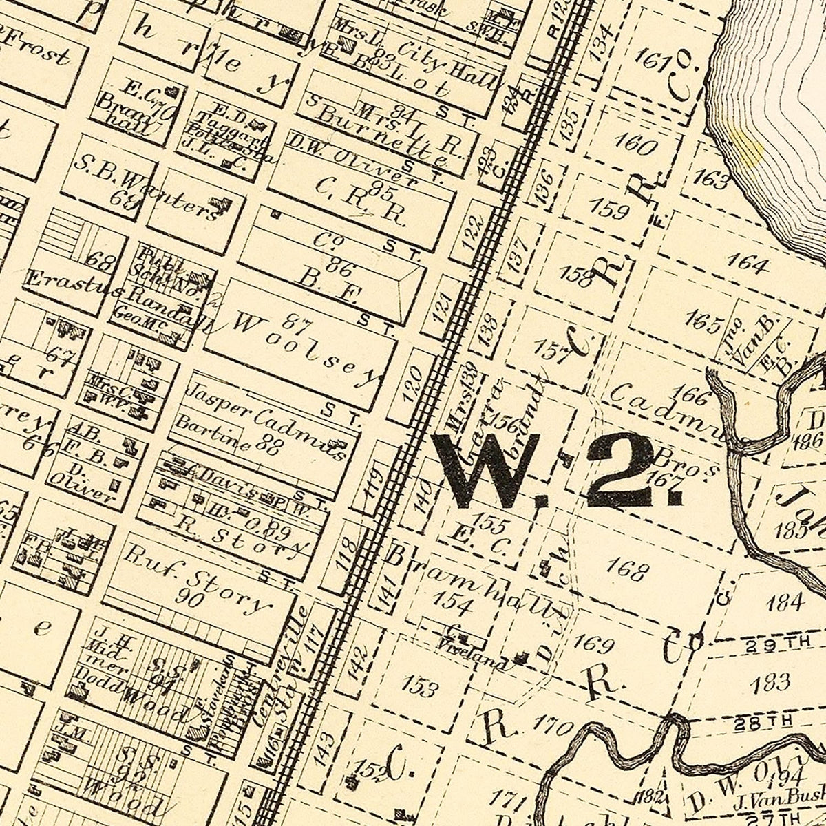 Restored historic details from the 1873 city map of Bayonne, New Jersey