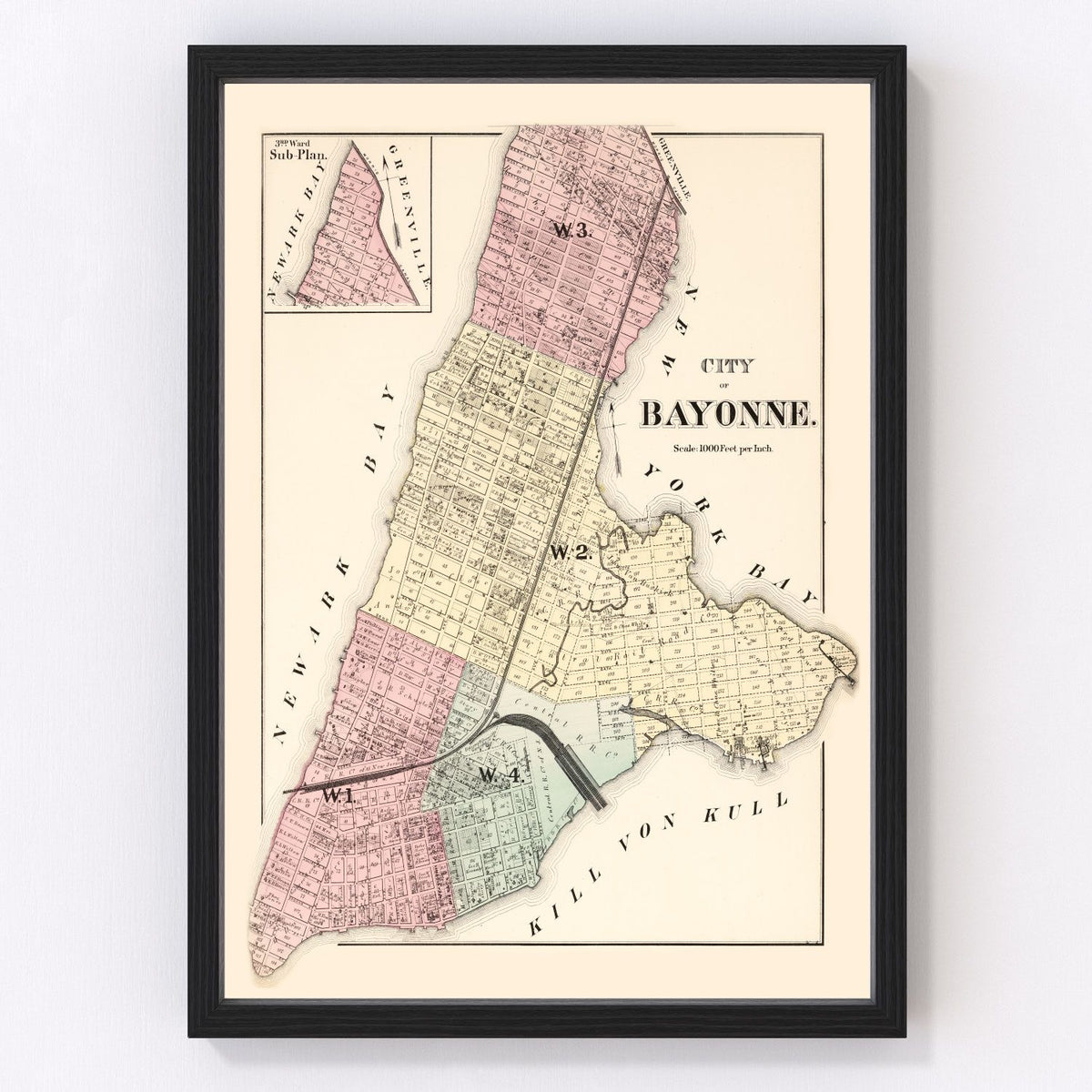 Bayonne Vintage Map 1873