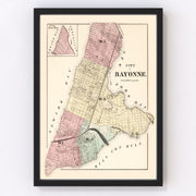 Bayonne Vintage Map 1873