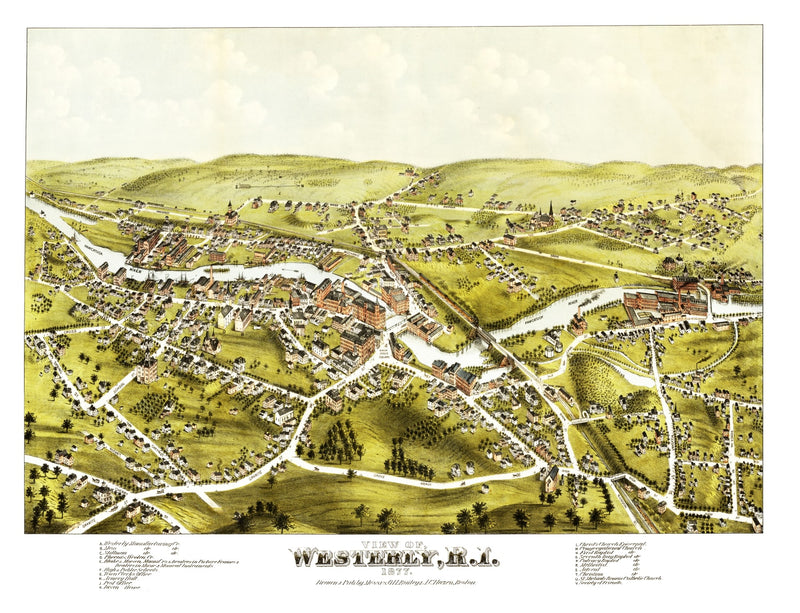 Size comparison using Vintage Map of Westerly, Rhode Island 1877