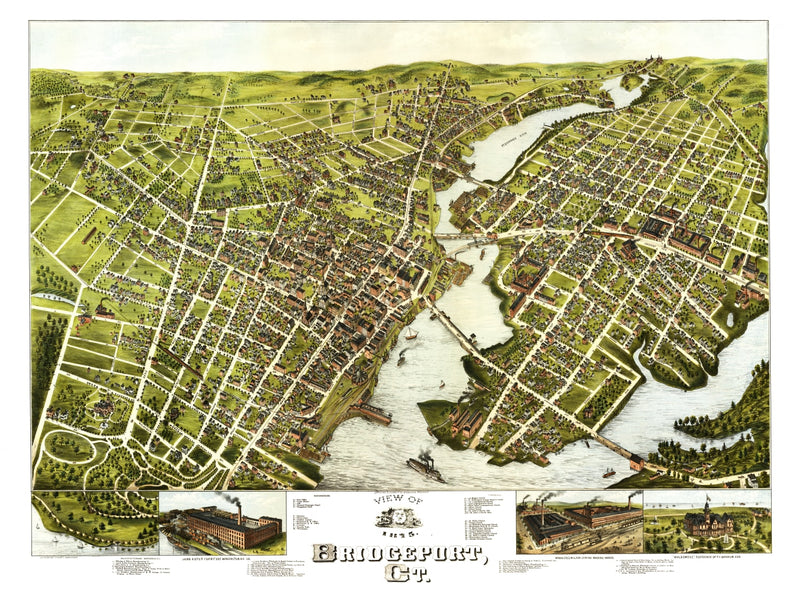 Size comparison using Vintage Map of Bridgeport, Connecticut 1875