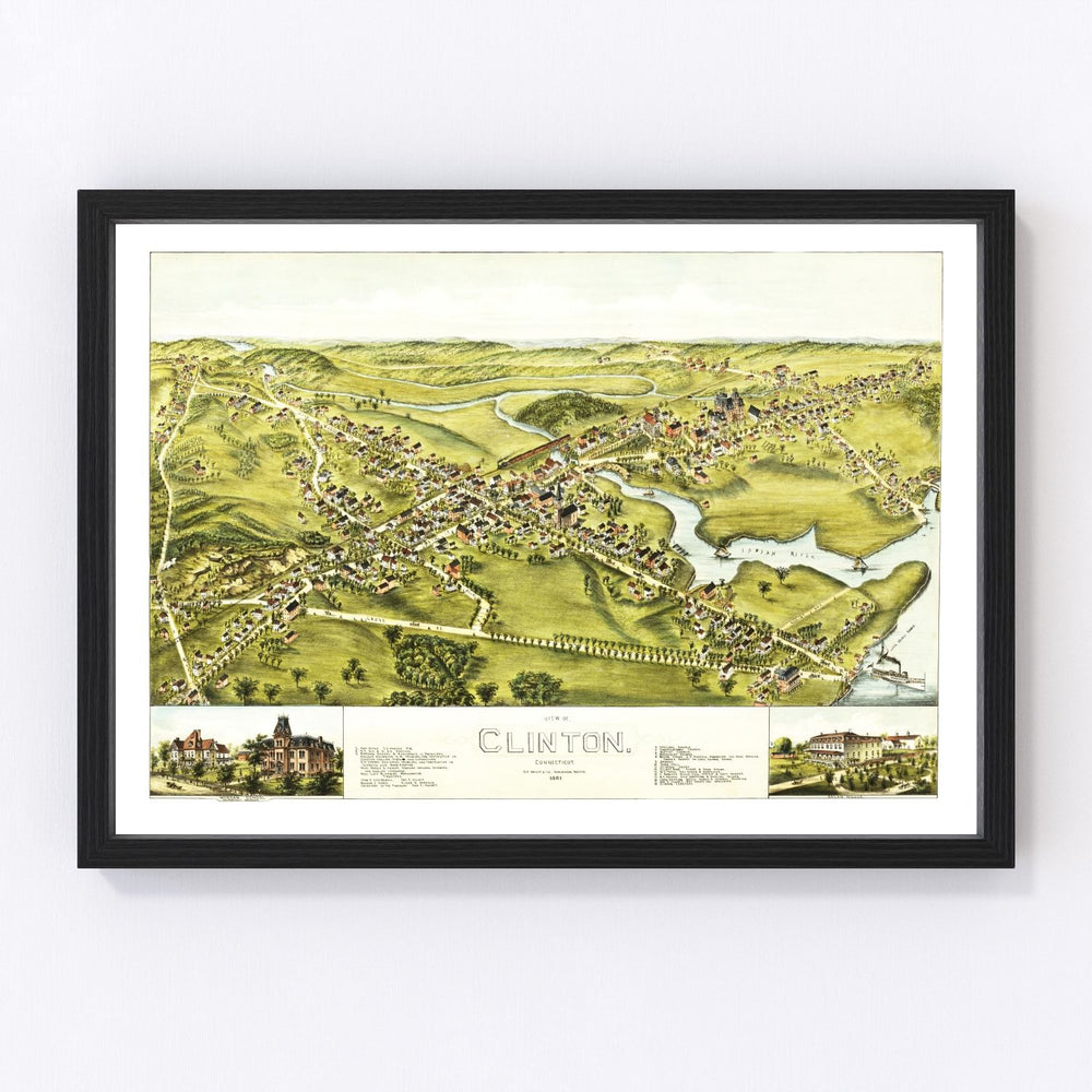 Clinton Vintage Map 1881