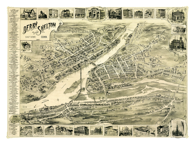 Size comparison using Vintage Map of Derby, Connecticut 1898