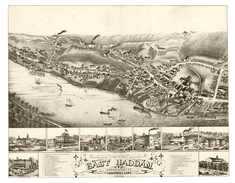 Size comparison using Vintage Map of East Haddam, Connecticut 1880