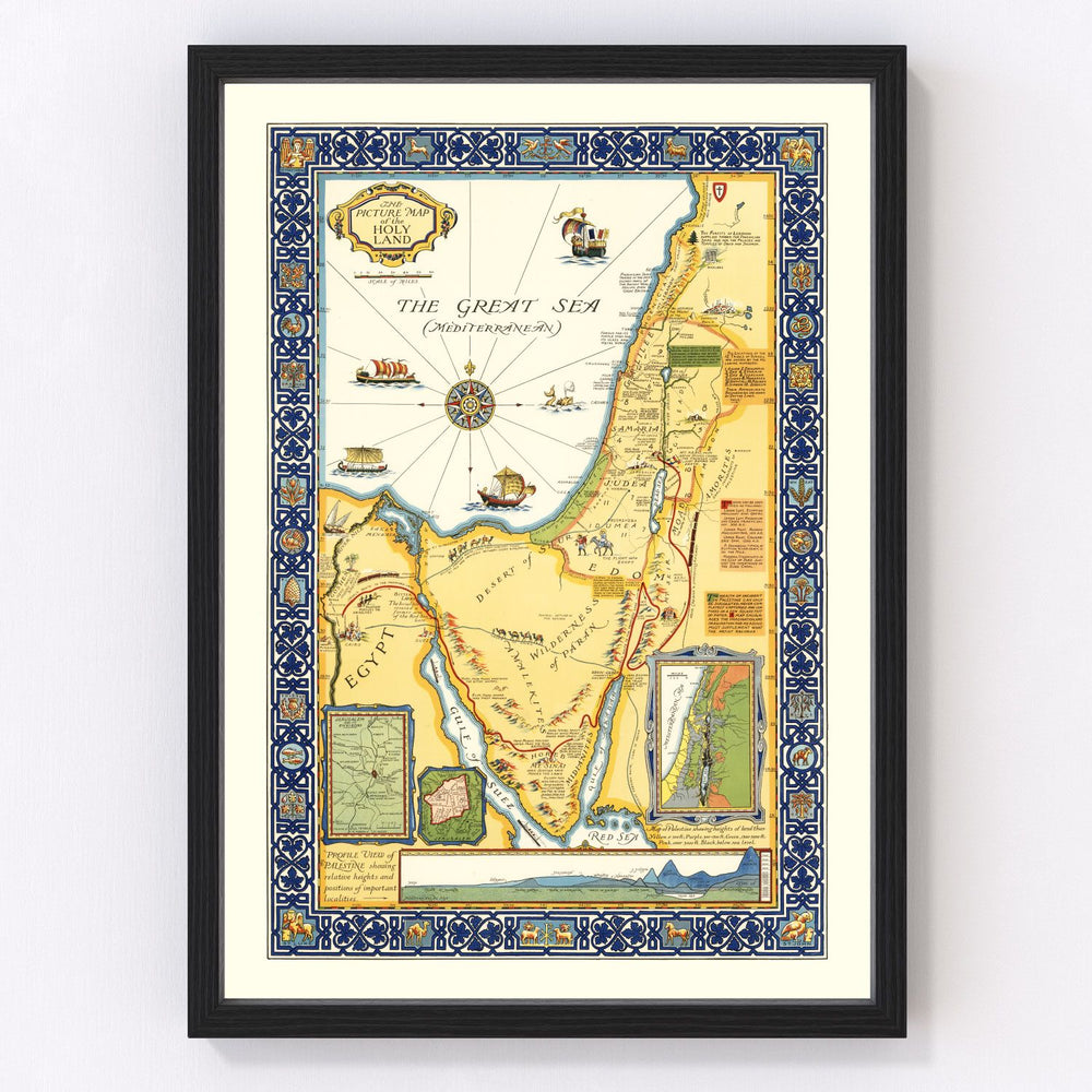 The Holy Land Vintage Map 1928
