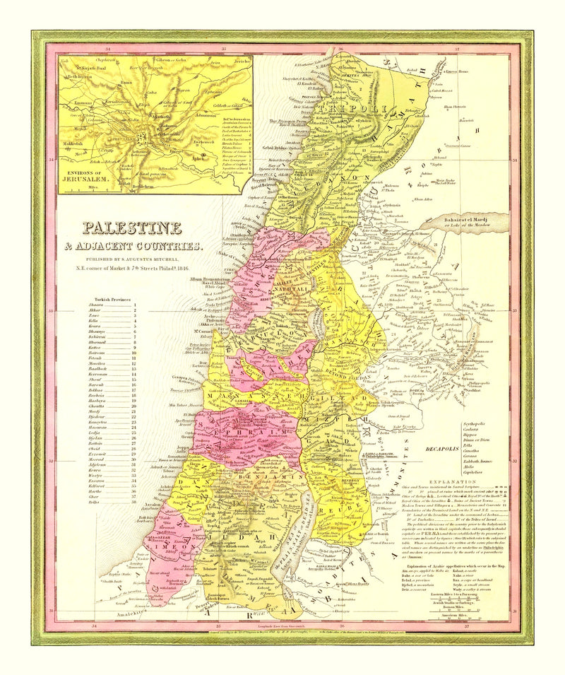 Size comparison using Vintage Map of Palestine 1846