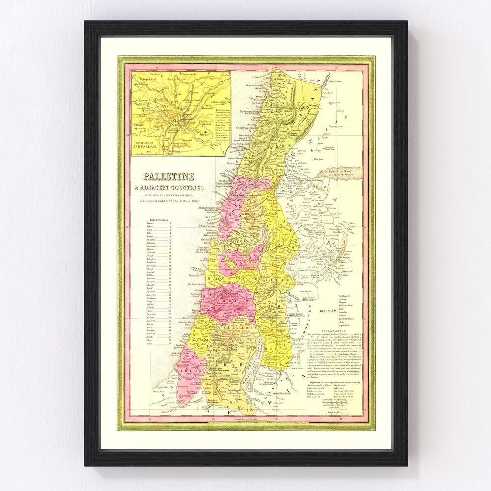 Palestine Vintage Map 1846