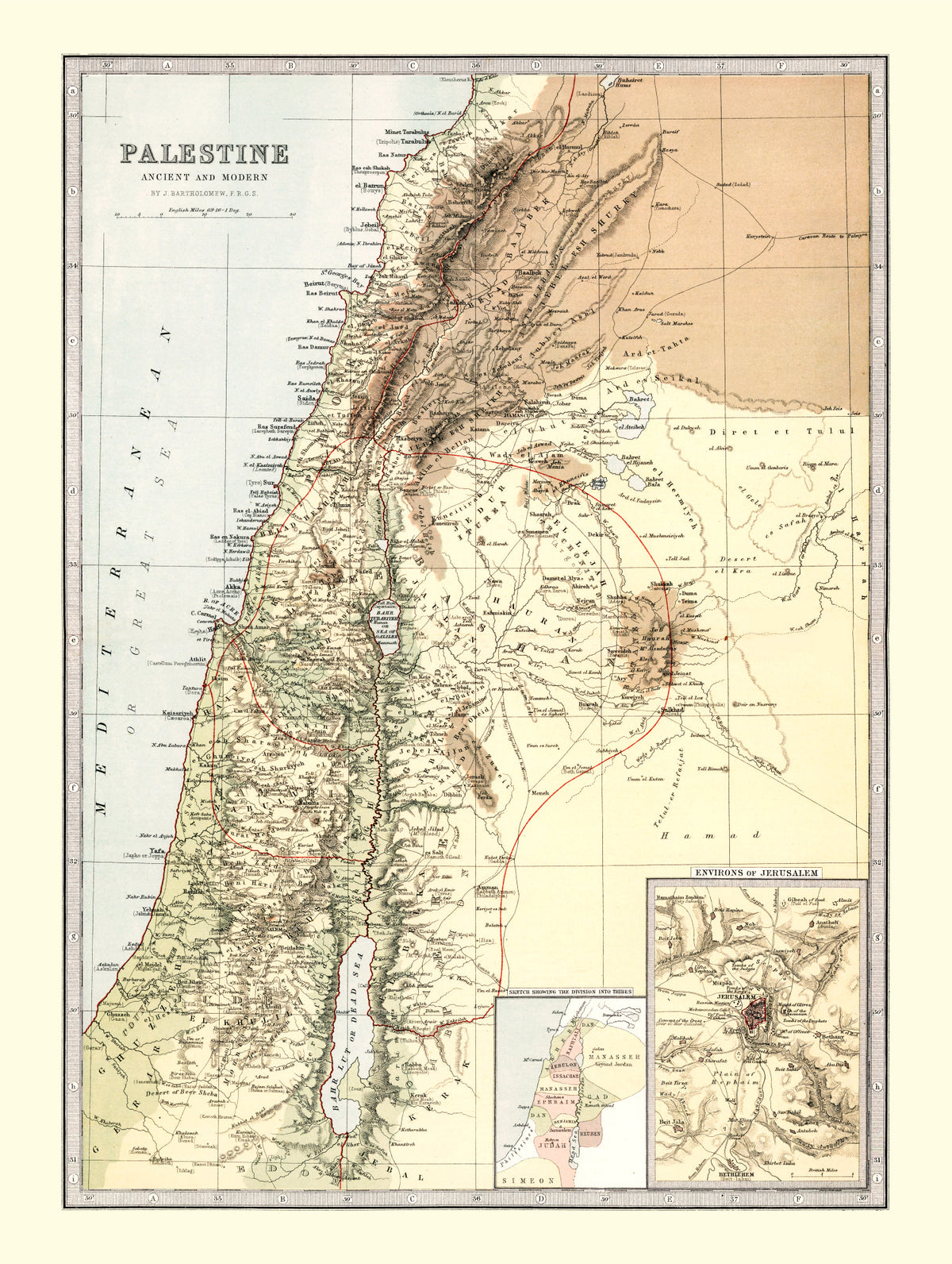 Preview of Vintage Map of Palestine 1871