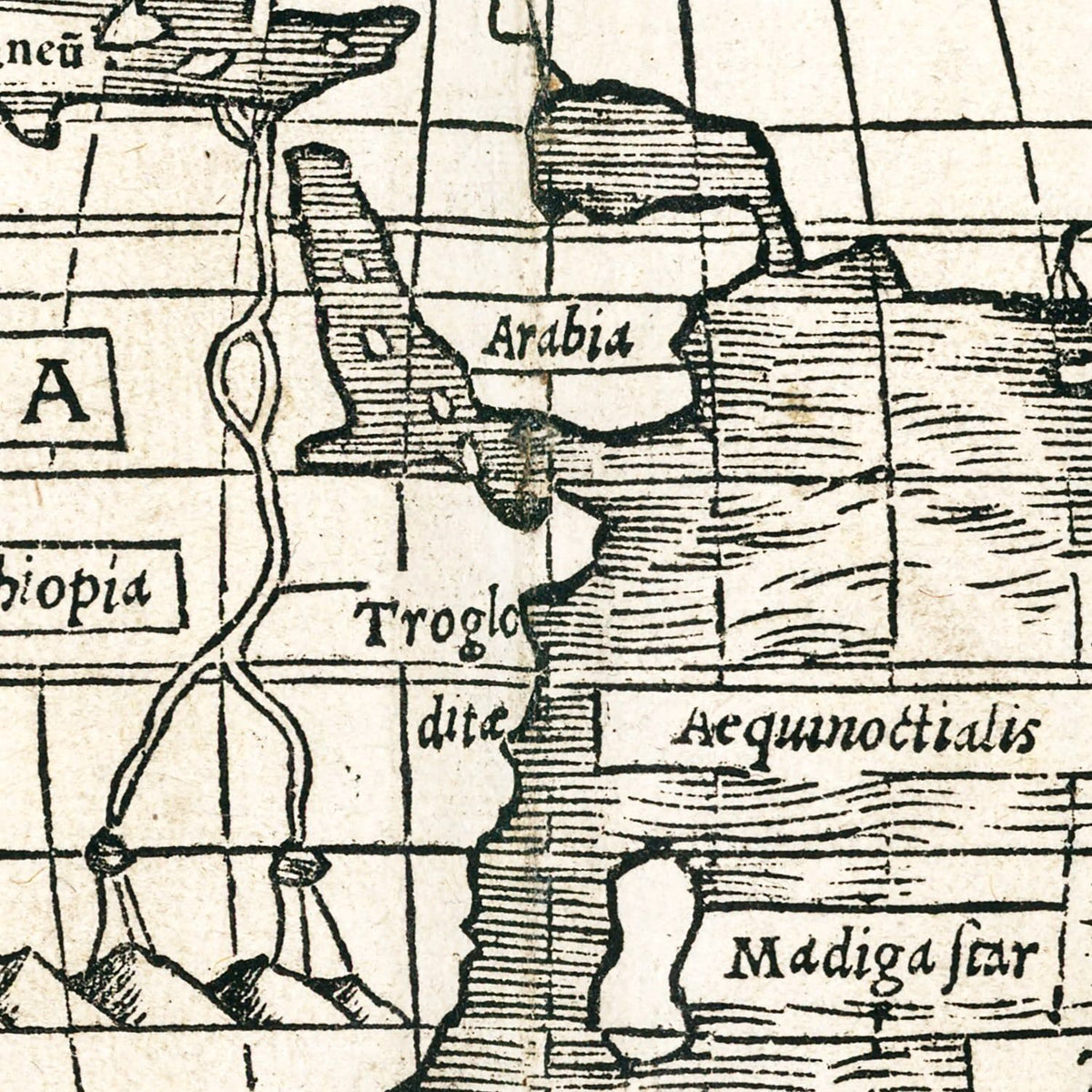 Restored historic details from the 1540 world map of County