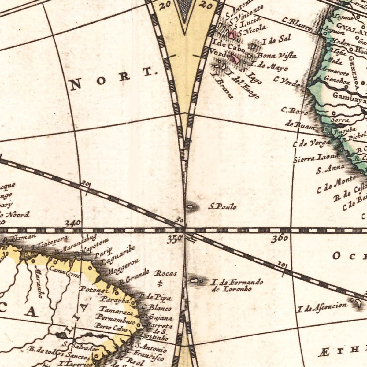 Restored historic details from the 1682 world map of County