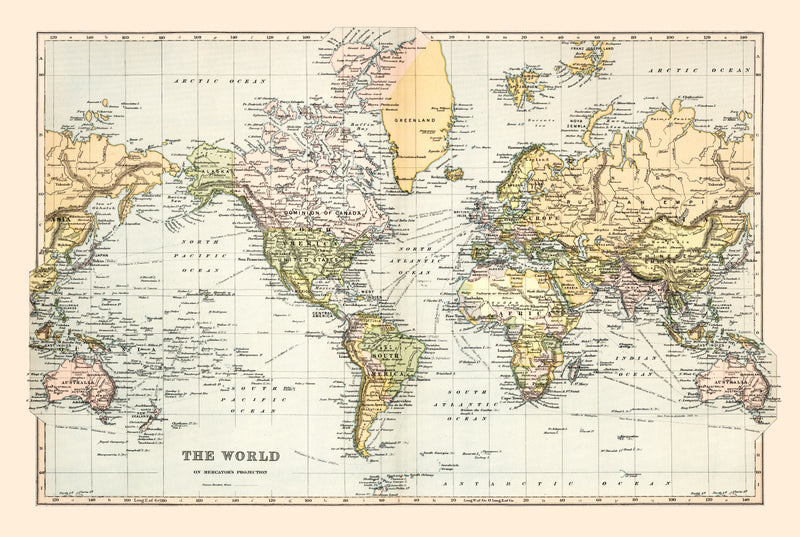 Size comparison using Vintage World Map 1892