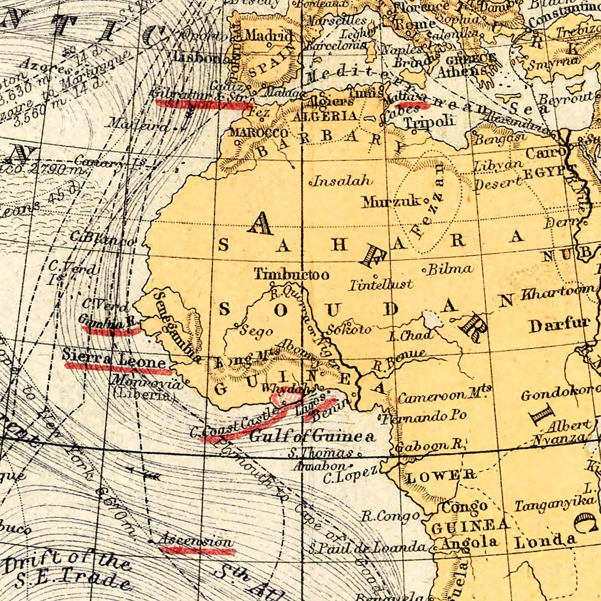 Restored historic details from the 1871 world map of County