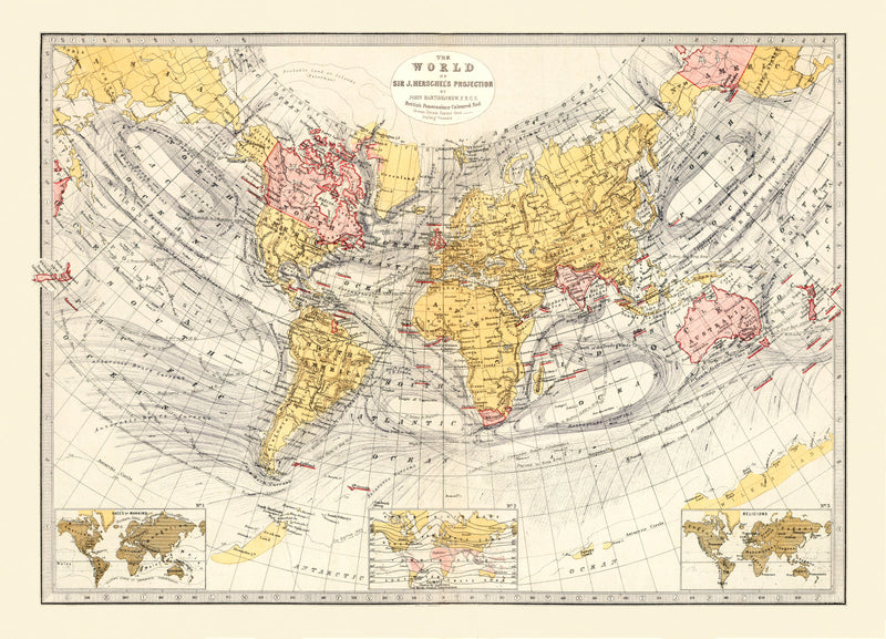 Size comparison using Vintage World Map (Sir John Herschel's Projection) 1871