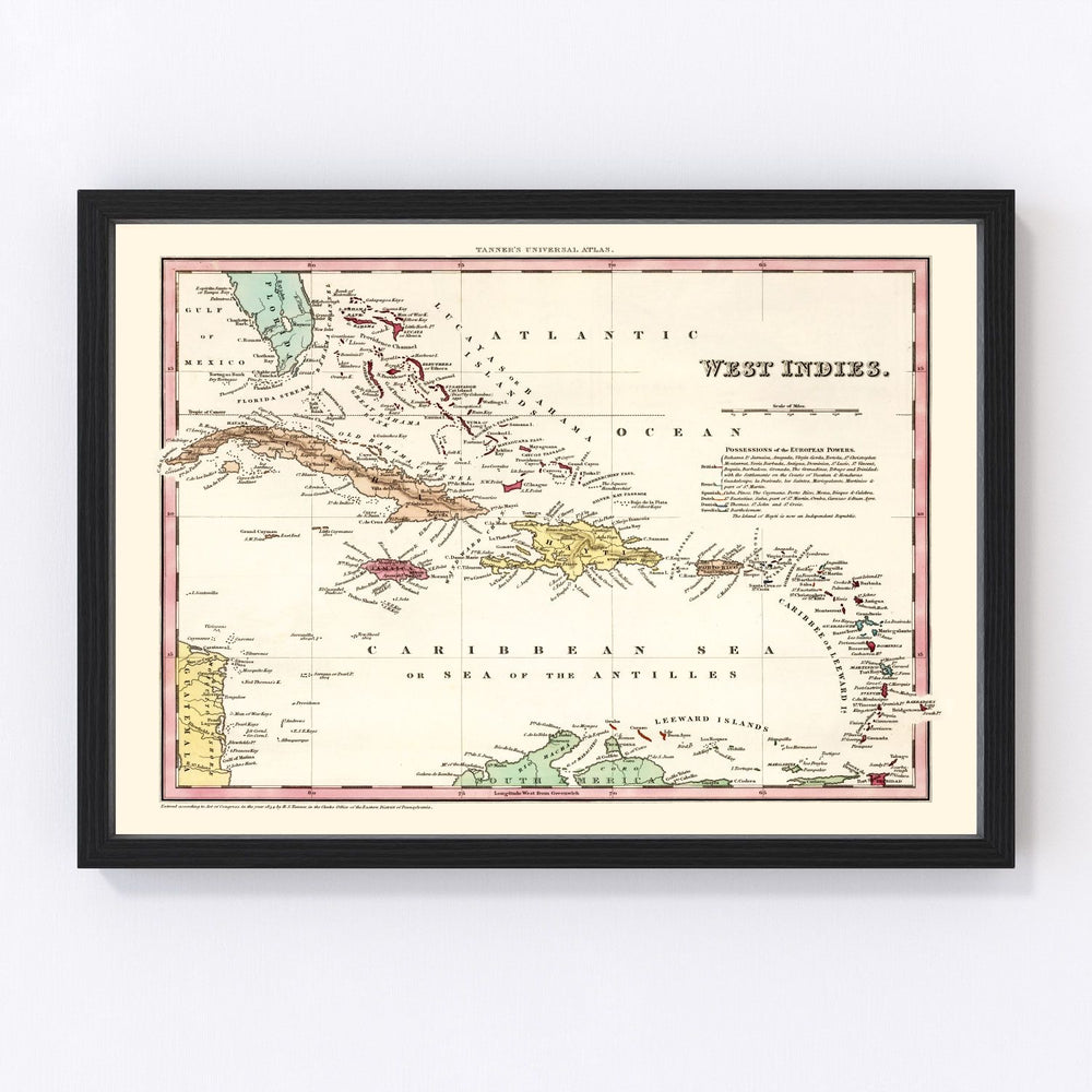 West Indies Vintage Map 1834
