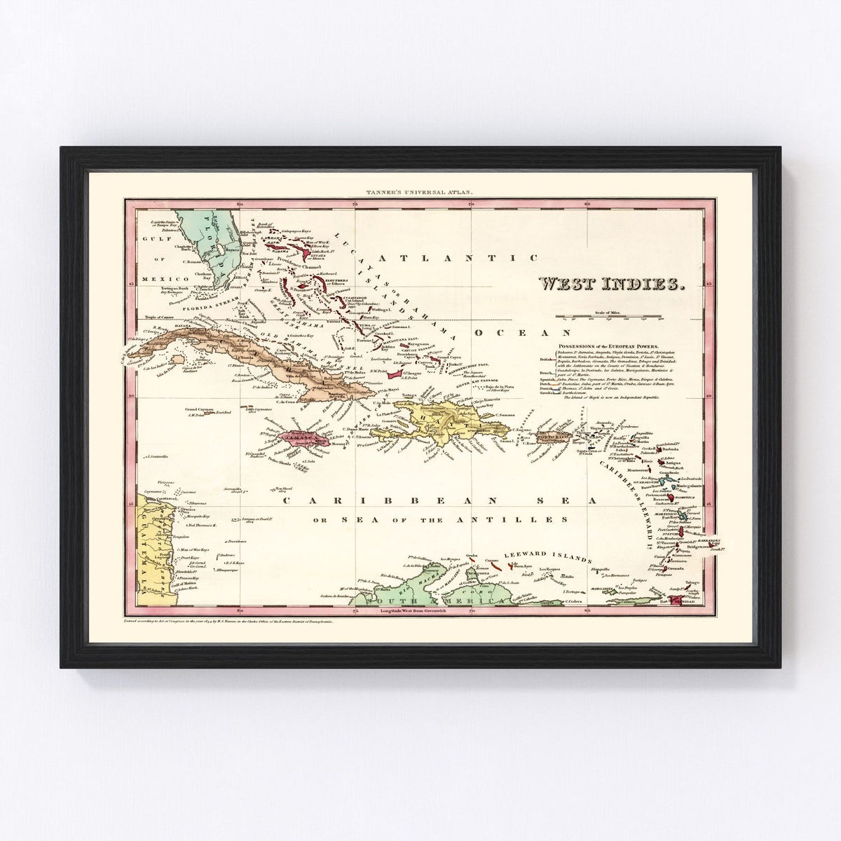 West Indies Vintage Map 1834