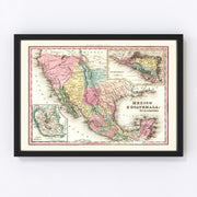 Mexico, Guatemala Vintage Map 1834