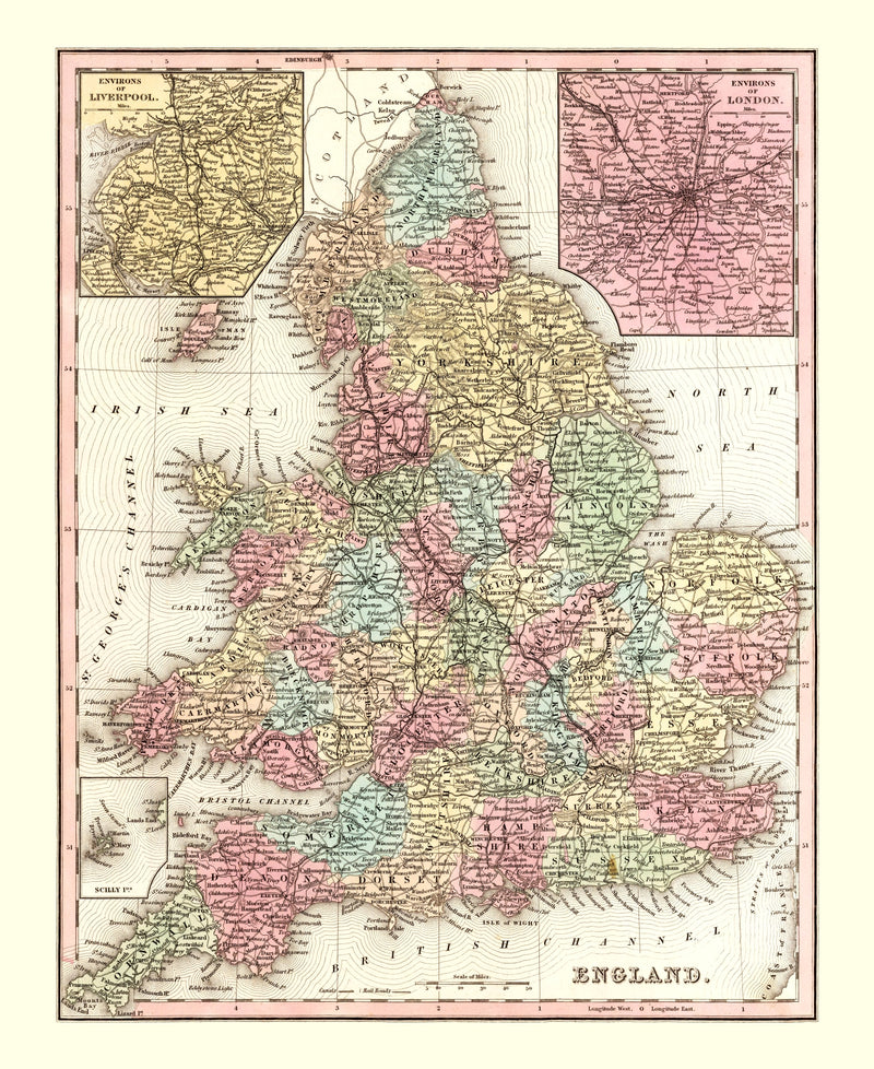 Size comparison using Vintage Map of England 1842