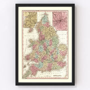 England Vintage Map 1842