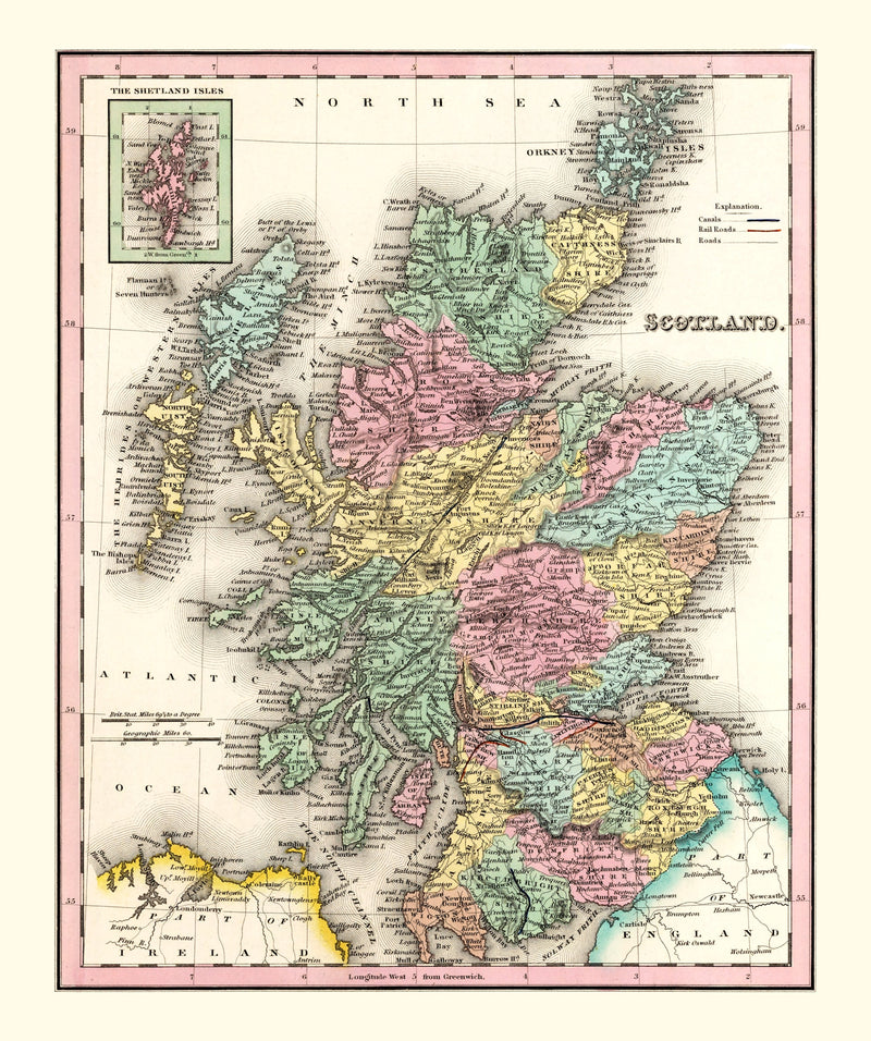 Size comparison using Vintage Map of Scotland 1842