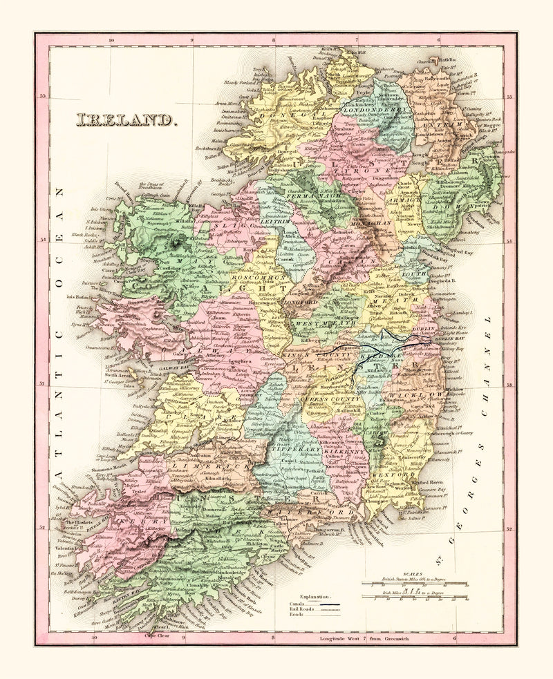 Size comparison using Vintage Map of Ireland 1836