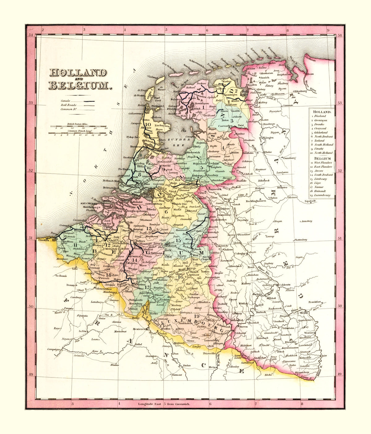 Preview of Vintage Map of Holland And Belgium 1836