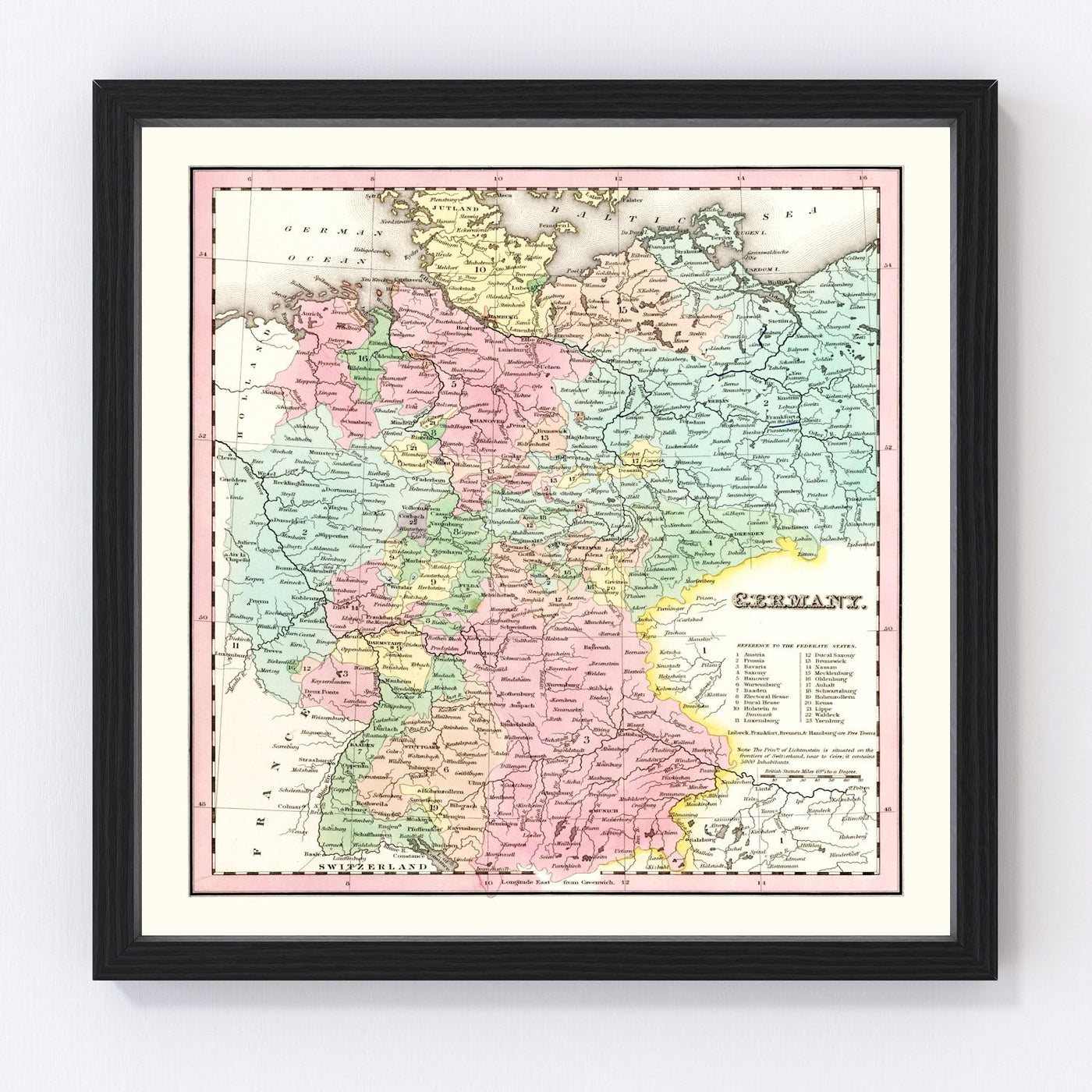 Germany Vintage Map 1842