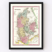 Denmark Vintage Map 1836