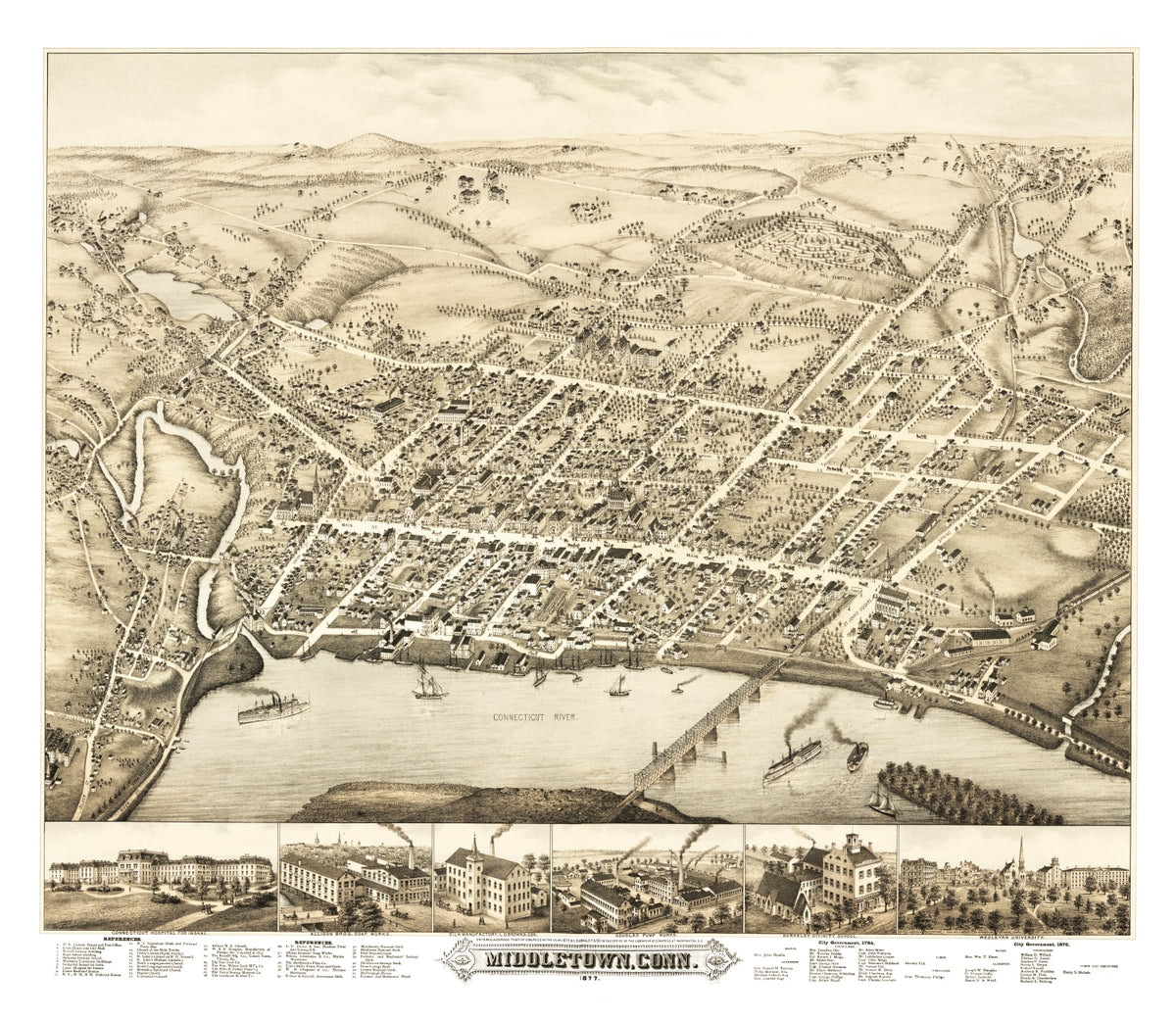 Preview of Vintage Map of Middletown, Connecticut 1877