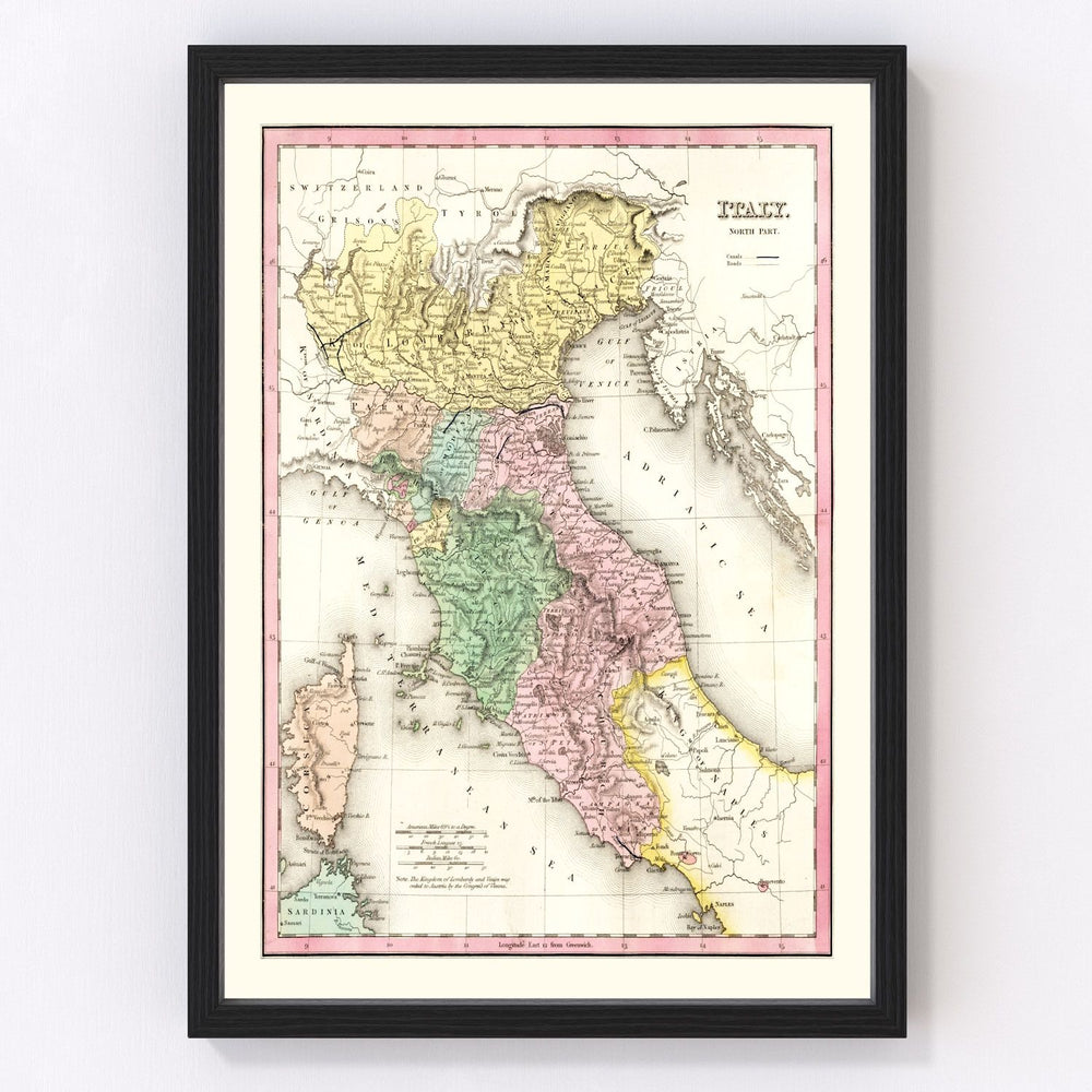 Italy Vintage Map 1836