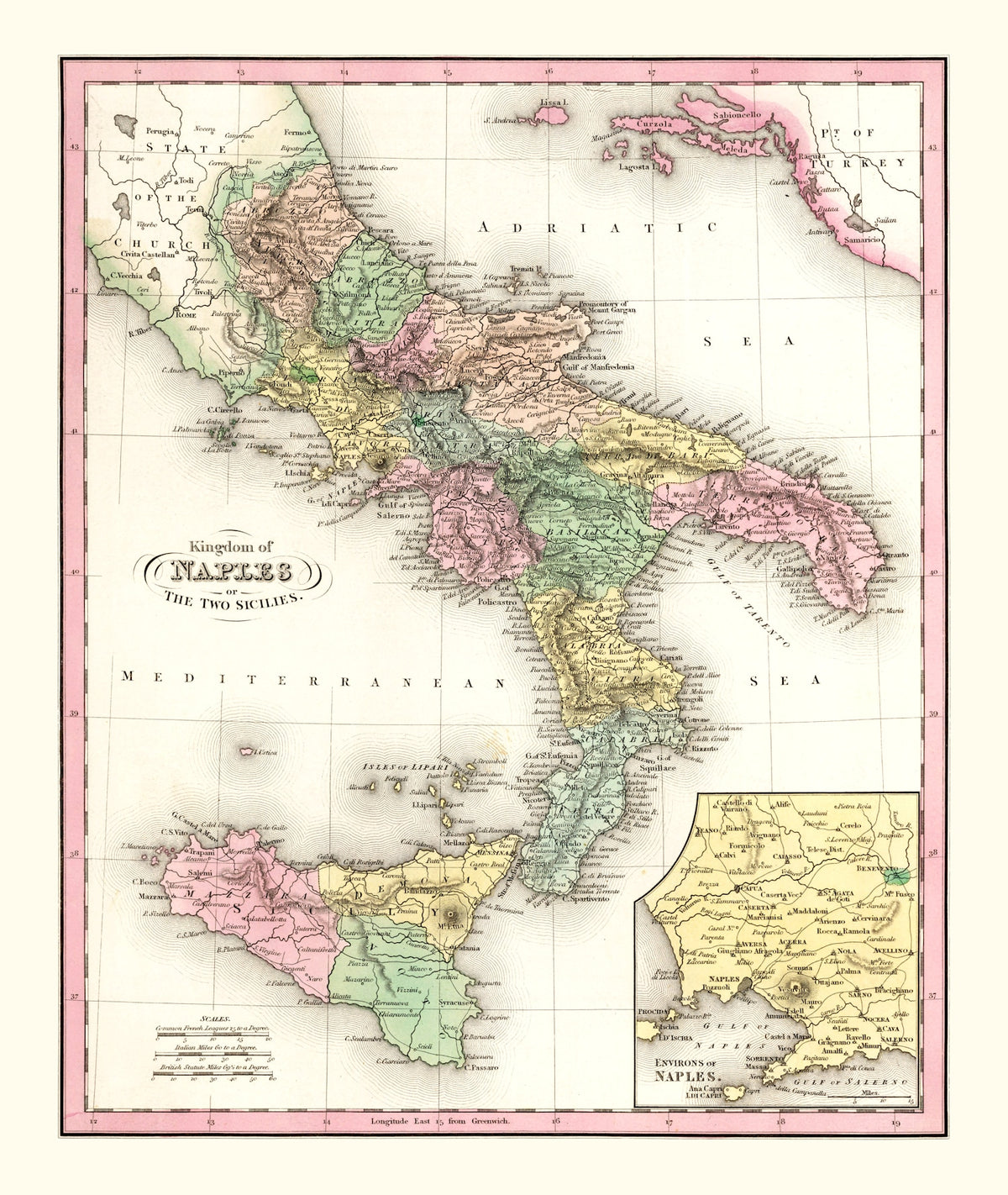 Preview of Vintage Map of Italy 1836