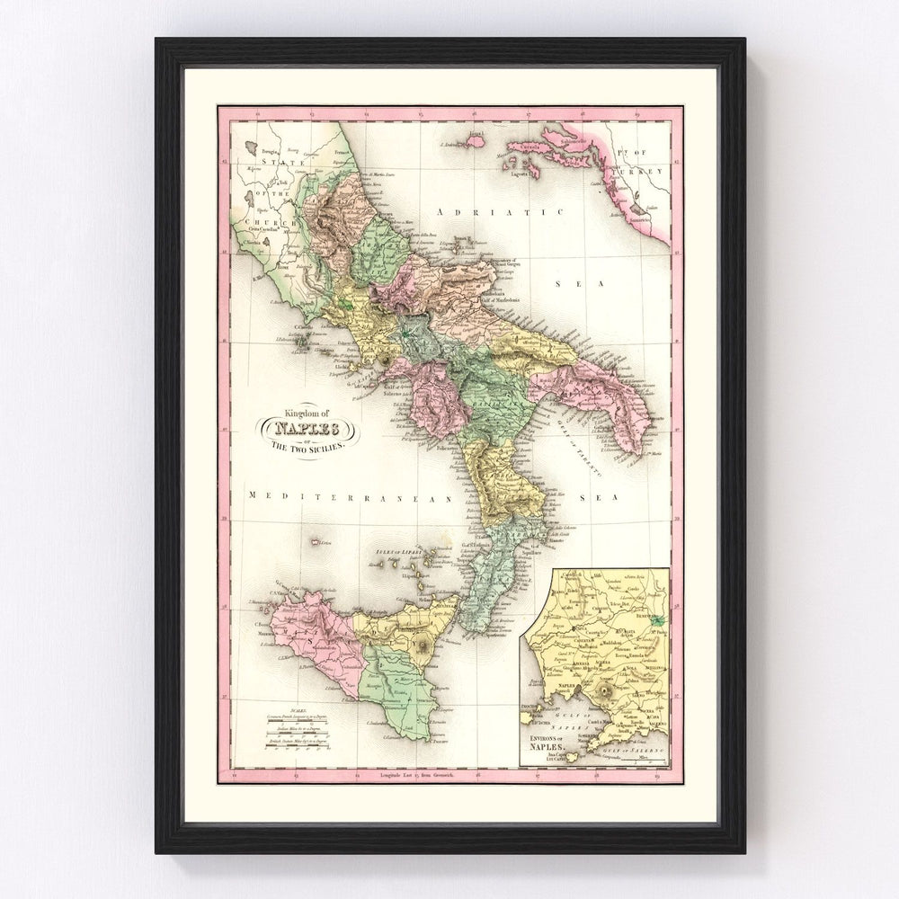 Italy Vintage Map 1836
