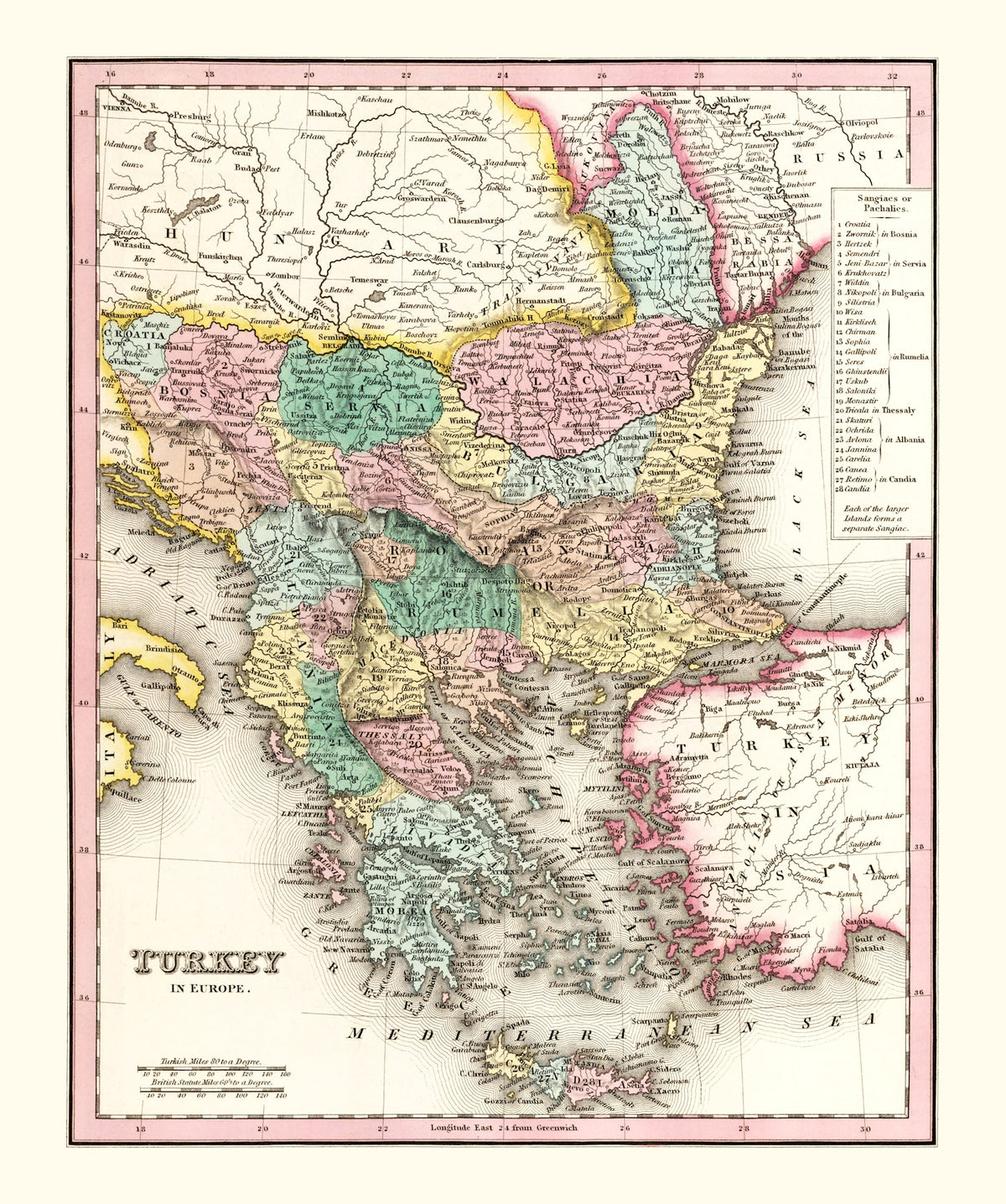 Preview of Vintage Map of Turkey (in Europe) 1836