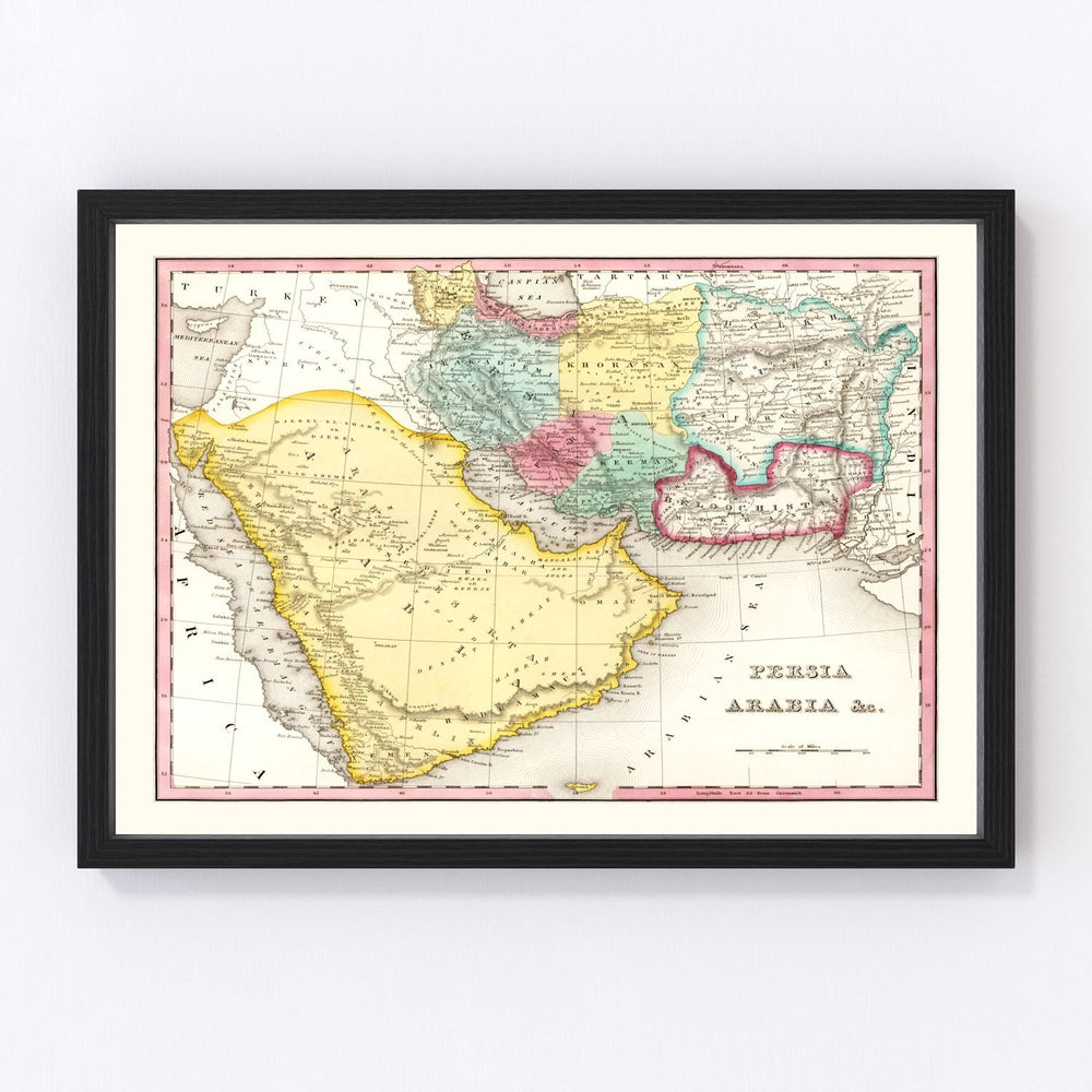 Arabia, Persia Vintage Map 1836
