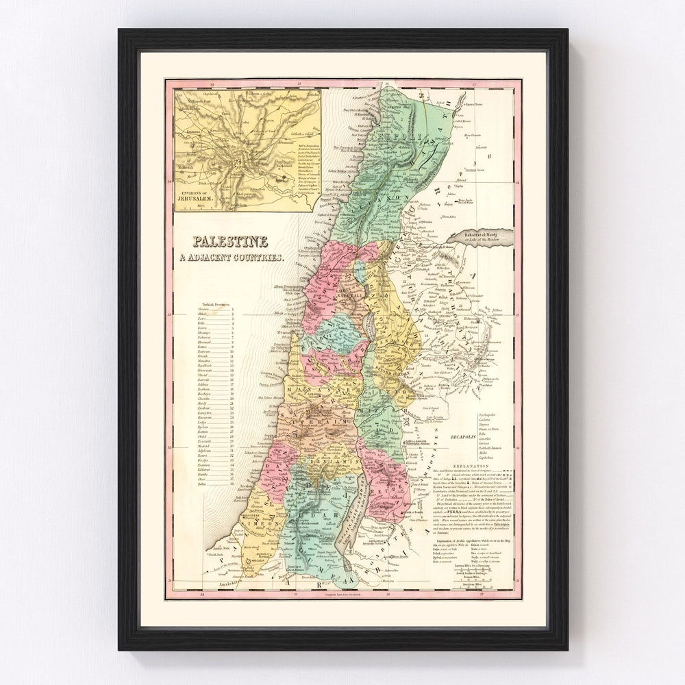 Palestine Vintage Map 1836